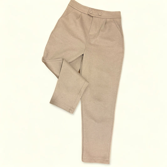 Solid High Waist Wool Blend Tapered Pants
