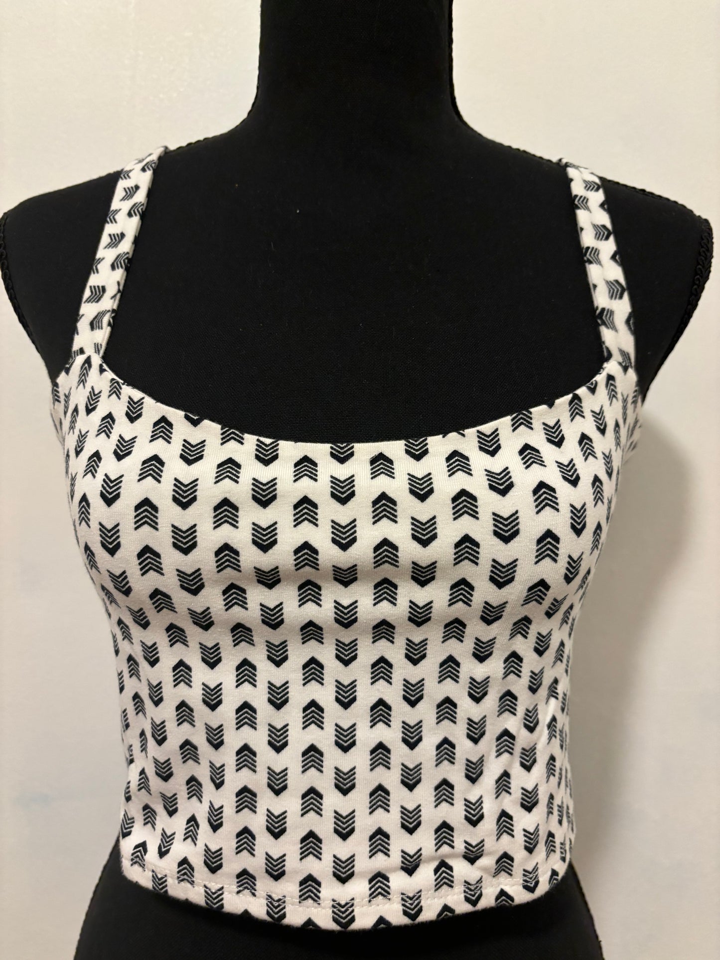 Tops Cage Back Crop Tribal Pattern
